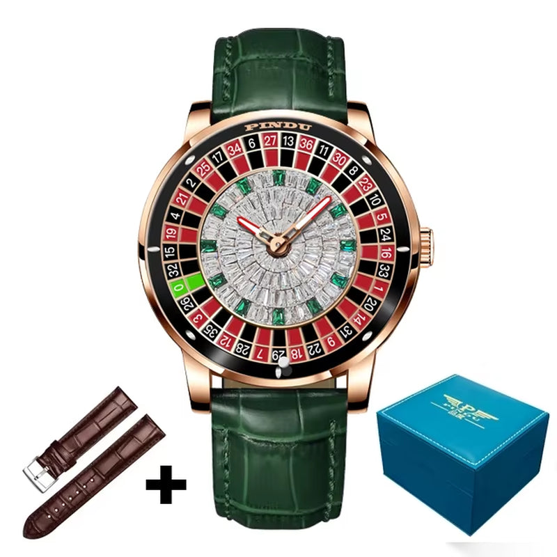 2024 New NH35 Automatic Mechanical Wristwatches Las Vegas Roulette INDU Watch Diamond Luminous ointer Jacob & Co Montre Homme