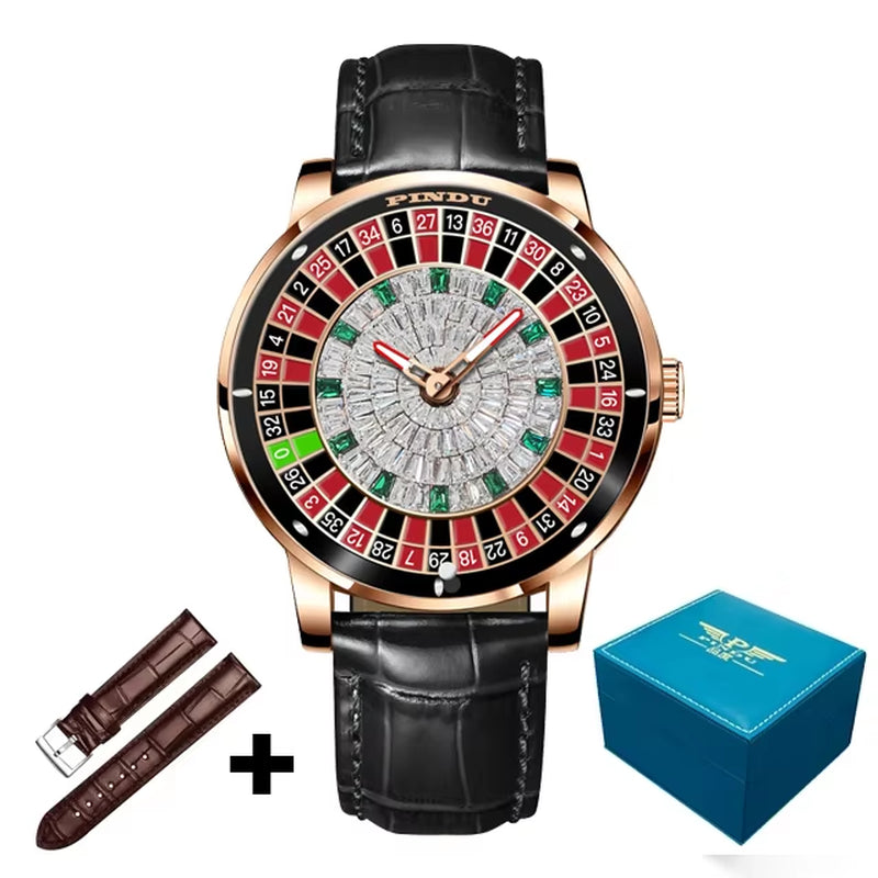 2024 New NH35 Automatic Mechanical Wristwatches Las Vegas Roulette INDU Watch Diamond Luminous ointer Jacob & Co Montre Homme